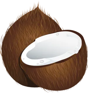 Coconut Half Illustration PNG Image