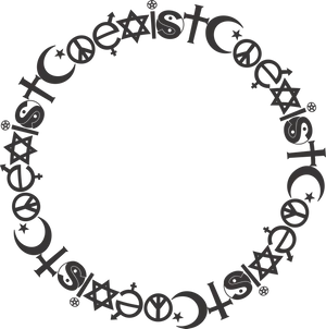 Coexist Symbols Round Frame PNG Image