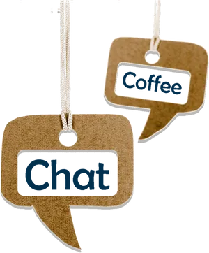 Coffee Chat Hanging Signs PNG Image