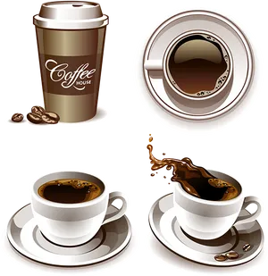 Coffee Variety Vector Illustration PNG Image