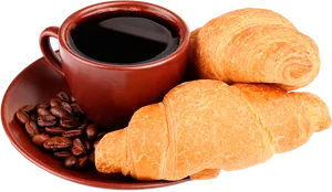 Coffeeand Croissants Breakfast PNG Image