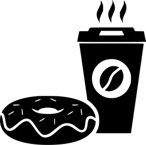 Coffeeand Donut Outline PNG Image