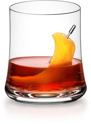 Cognac Glass With Orange Twist PNG Image