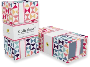 Colissimo Geometric Pattern Packaging PNG Image