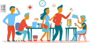 Collaborative Office Teamwork Illustration PNG Image