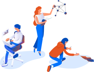 Collaborative Team Working Illustration PNG