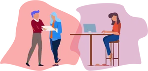 Collaborative Workplace Illustration PNG Image