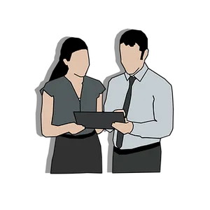 Colleagues Reviewing Documenton Tablet PNG