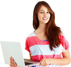 College Studentwith Laptop PNG Image