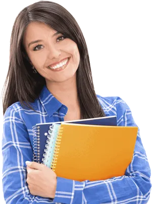 College Studentwith Notebooks PNG Image