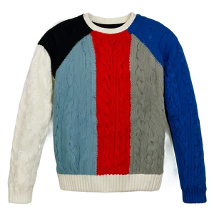 Color Block Crewneck Sweater Png Ecj79 PNG Image