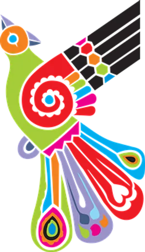 Colorful Abstract Bird Art PNG Image