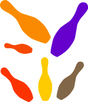 Colorful Abstract Bowling Pins PNG Image