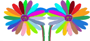 Colorful Abstract Daisies PNG Image