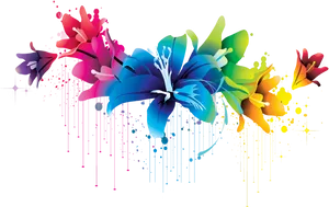 Colorful Abstract Floral Design PNG Image