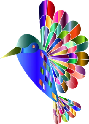 Colorful Abstract Hummingbird Art PNG Image