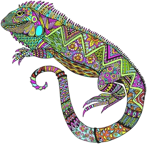 Colorful Abstract Iguana Artwork PNG Image