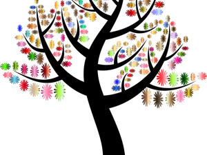 Colorful Abstract Tree Artwork PNG Image