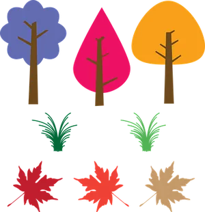 Colorful Abstract Treesand Leaves PNG Image