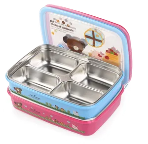 Colorful Animal Themed Tiffin Box PNG Image