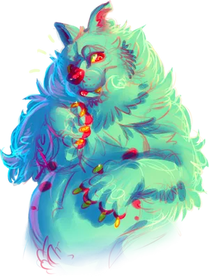 Colorful Animated Werewolf PNG Image