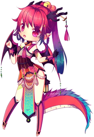 Colorful_ Anime_ Fox_ Girl PNG Image