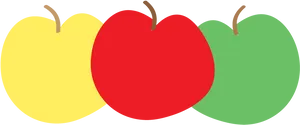 Colorful Apple Trio PNG Image