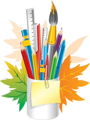 Colorful Art Supplies Vector Illustration PNG Image