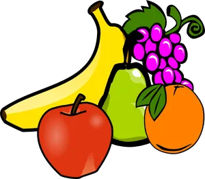 Colorful Assorted Fruits Illustration PNG Image