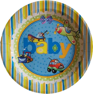 Colorful Baby Themed Paper Plate PNG Image