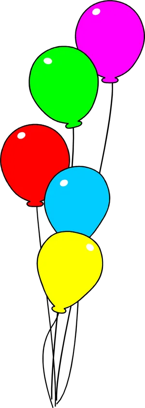 Colorful Balloons Black Background PNG Image