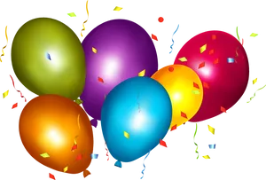 Colorful Balloonsand Confetti Celebration PNG Image