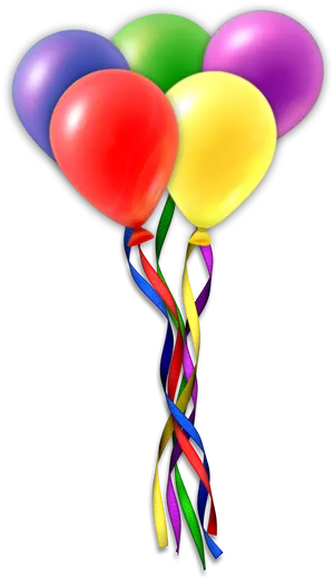 Colorful Balloonswith Ribbons PNG Image