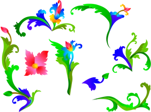 Colorful Batik Floral Pattern PNG Image