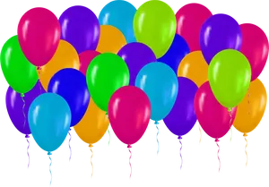 Colorful Birthday Balloons Cluster PNG Image