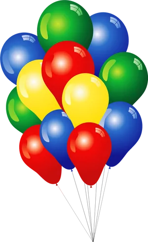 Colorful Birthday Balloons Cluster PNG Image