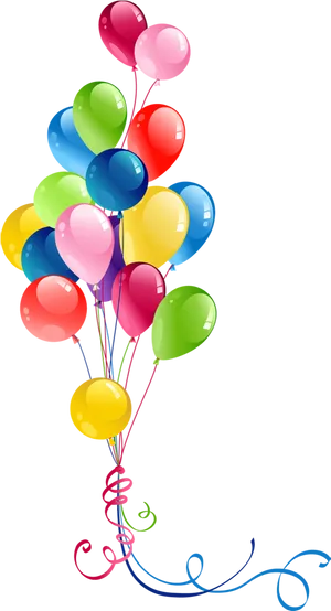 Colorful Birthday Balloons Vector PNG Image