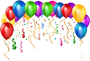 Colorful Birthday Balloonsand Confetti.png PNG Image