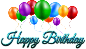 Colorful Birthday Balloonsand Greeting PNG Image