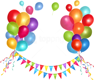 Colorful Birthday Balloonsand Pennants PNG Image