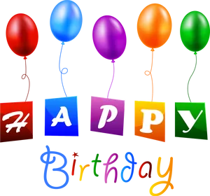 Colorful Birthday Balloonsand Text PNG Image