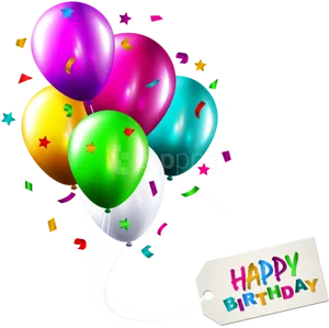 Colorful Birthday Balloonswith Tag PNG Image