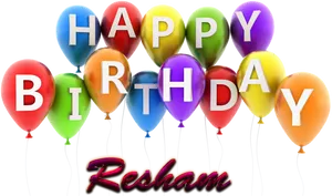 Colorful Birthday Balloonswith Text PNG Image