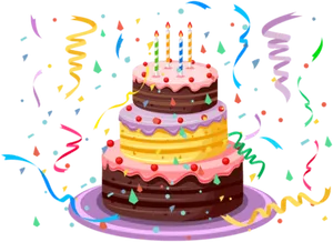 Colorful Birthday Cake Celebration PNG Image