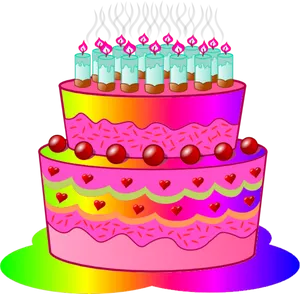 Colorful Birthday Cake Clipart PNG Image