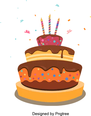 Colorful Birthday Cake Illustration PNG Image