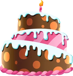 Colorful Birthday Cake Illustration PNG