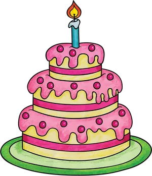 Colorful Birthday Cake Illustration PNG Image