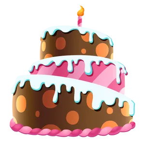 Colorful Birthday Cake Illustration PNG Image