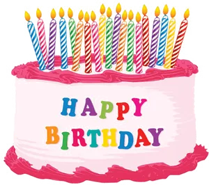 Colorful Birthday Cakewith Candles PNG Image